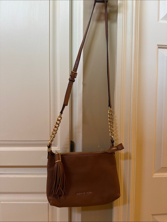 Michael Kors Handbags - Michael Kors Brown Leather Crossbody with Tassel and Gold Chain